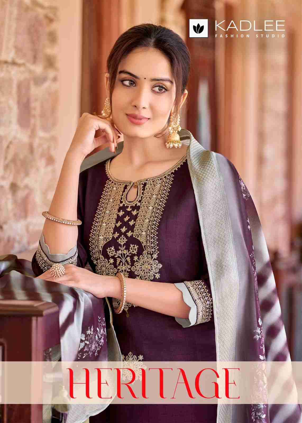 Heritage By Kadlee 3001 To 3006 Series Designer Festive Suits Collection Beautiful Stylish Fancy Colorful Party Wear & Occasional Wear Pure Viscose Embroidered Dresses At Wholesale Price