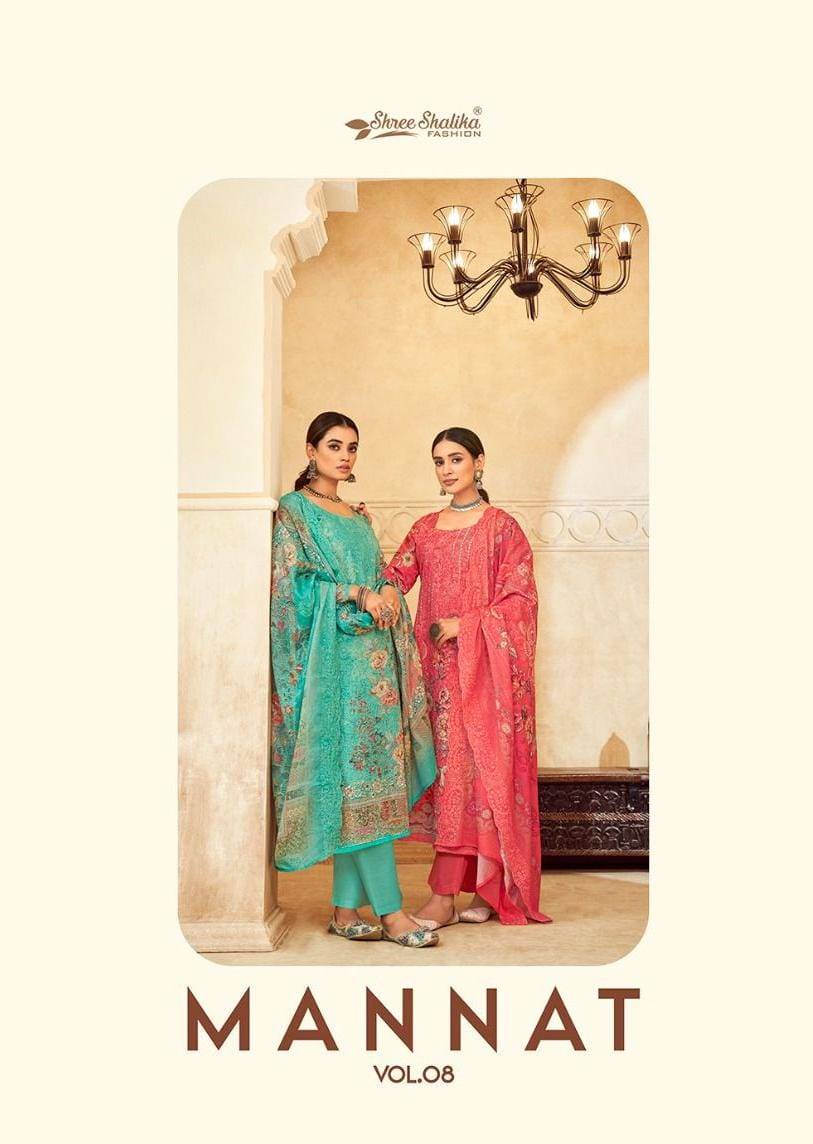 Mannat Vol-8 By Shree Shalika Fashion 8001 To 8006 Series Beautiful Festive Suits Colorful Stylish Fancy Casual Wear & Ethnic Wear Cotton Lawn Dresses At Wholesale Price