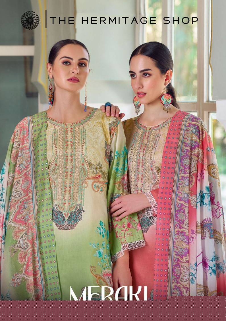 Meraki By The Hermitage Shop 1001 To 1006 Series Beautiful Festive Suits Stylish Fancy Colorful Casual Wear & Ethnic Wear Pure Lawn Print Dresses At Wholesale Price