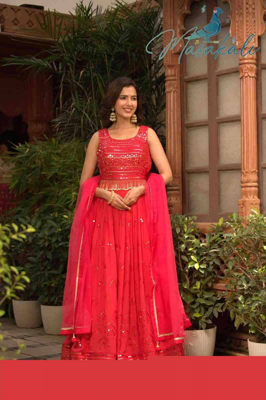 Masakali 310003 Series By Masakali 310003 To 310005 Series Beautiful Stylish Fancy Colorful Casual Wear & Ethnic Wear Georgette Gowns With Dupatta At Wholesale Price