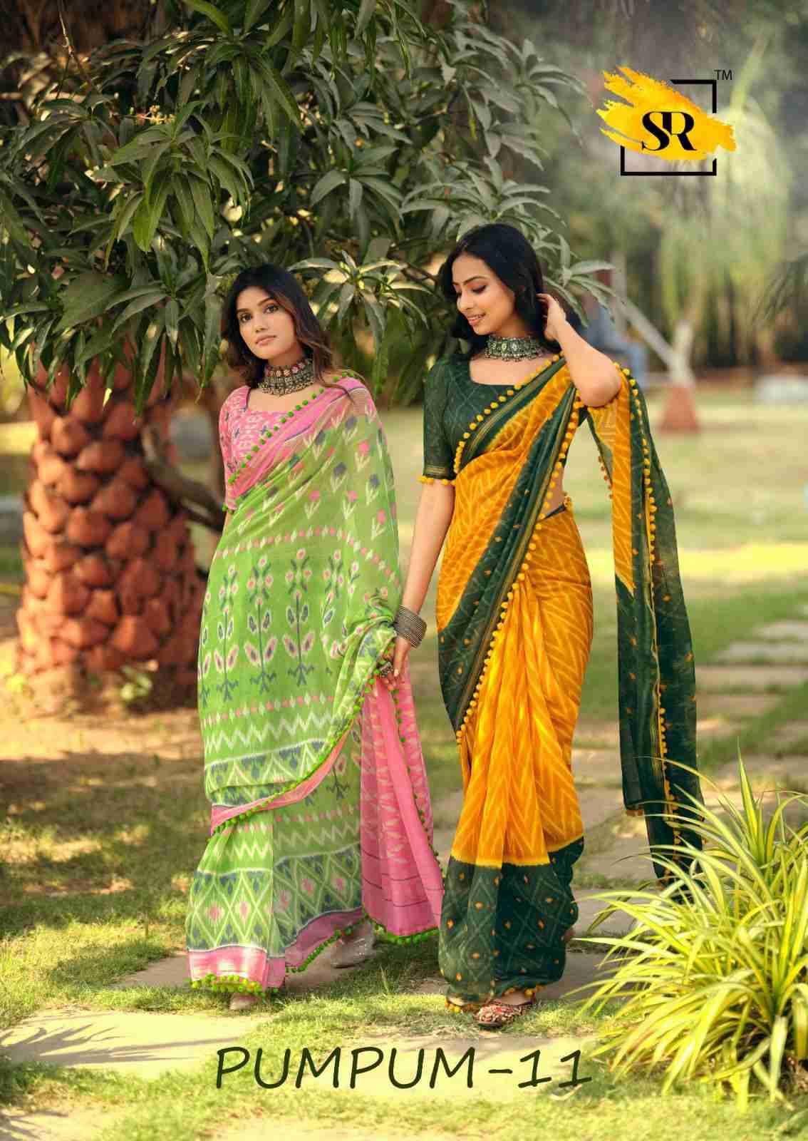 Pumpum Vol-11 By SR 11-E To 11-I Series Indian Traditional Wear Collection Beautiful Stylish Fancy Colorful Party Wear & Occasional Wear Mal Mal Cotton Sarees At Wholesale Price