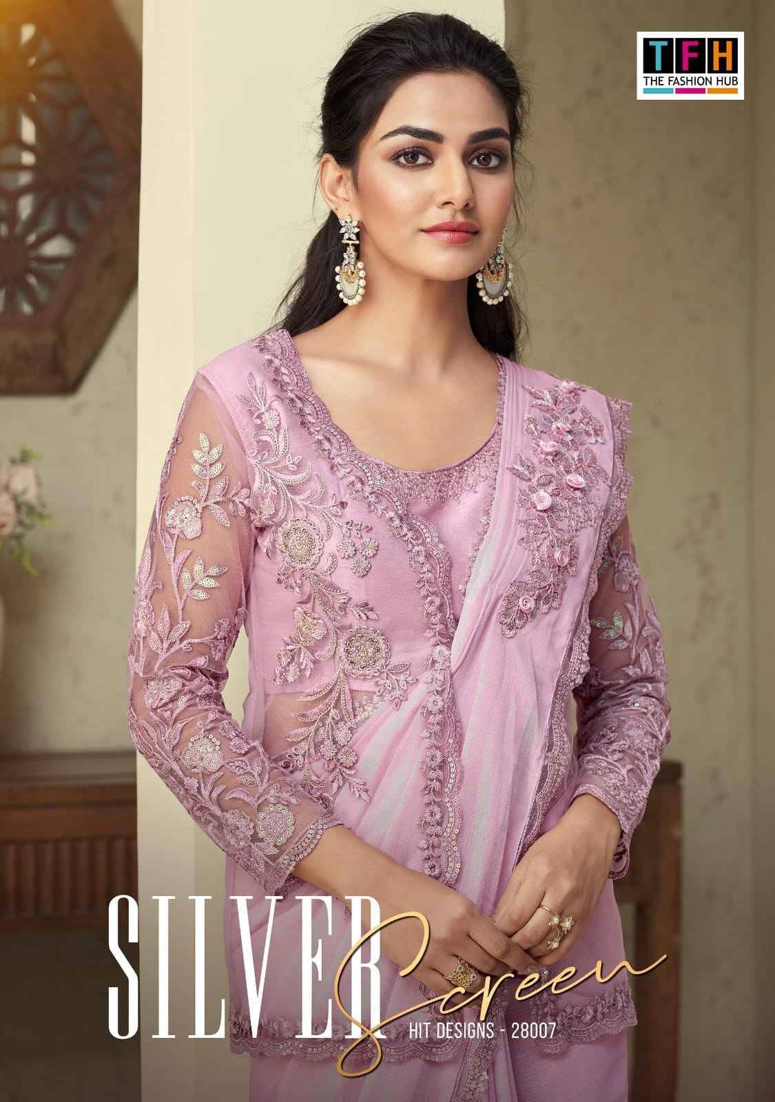 Silver Screen 28007 Colours By TFH 28007-A To 28007-F Series Indian Traditional Wear Collection Beautiful Stylish Fancy Colorful Party Wear & Occasional Wear Georgette Sarees At Wholesale Price