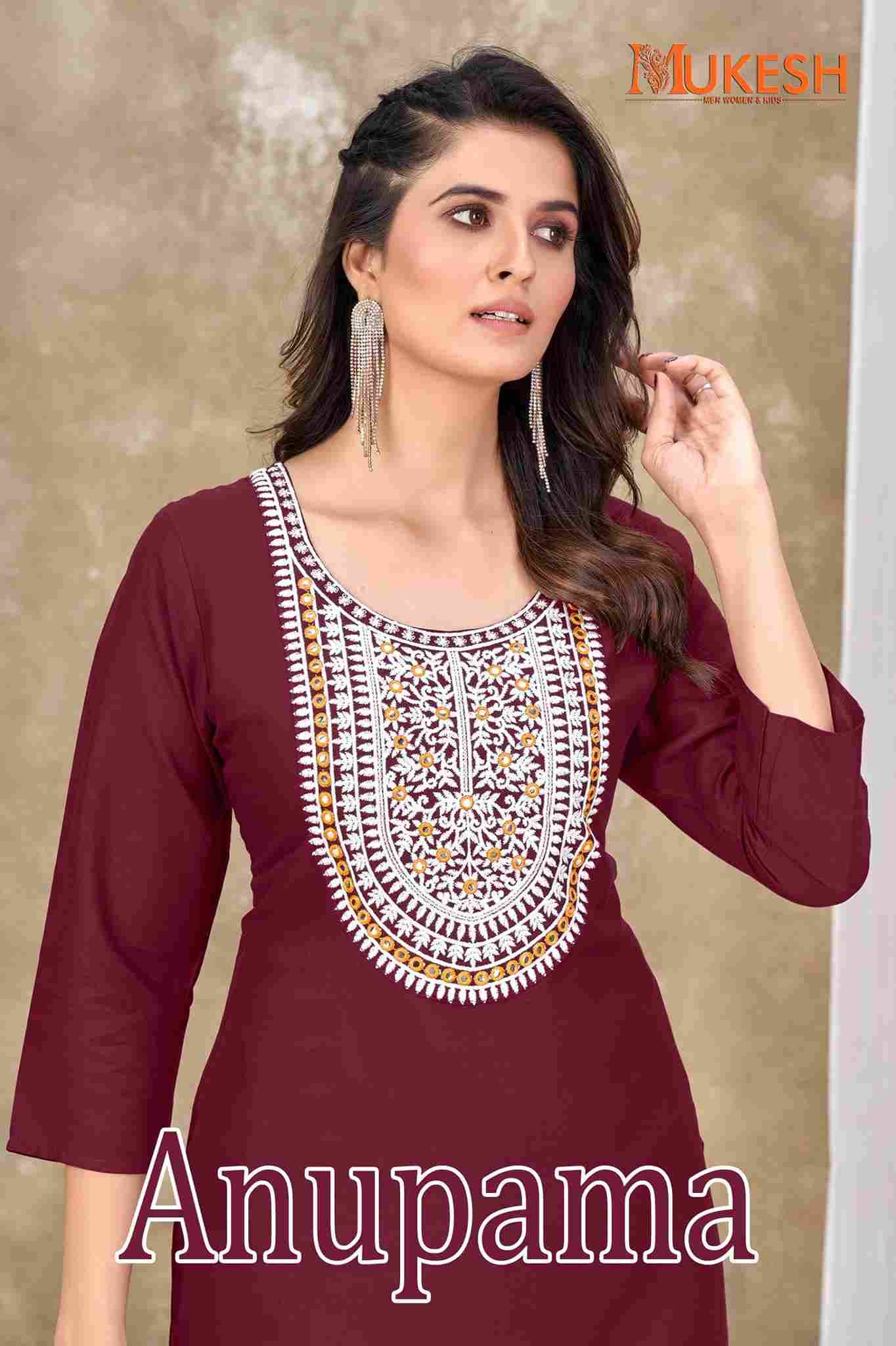Anupama By Mukesh 1001 To 1006 Series Designer Stylish Fancy Colorful Beautiful Party Wear & Ethnic Wear Collection Rayon With Work Kurtis At Wholesale Price