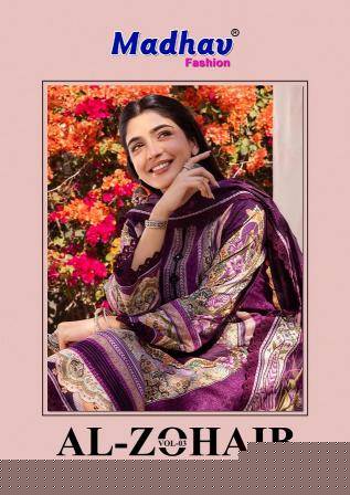 Al-Zohaib Vol-3 By Madhav Fashion 3001 To 3006 Series Beautiful Festive Suits Colorful Stylish Fancy Casual Wear & Ethnic Wear Pure Lawn Cotton Embroidered Dresses At Wholesale Price