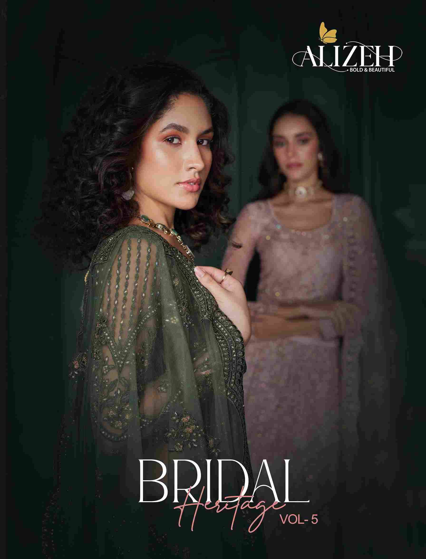 Bridal Heritage Vol-5 By Alizeh 1081 To 1084 Series Indian Traditional Bridal Beautiful Stylish Designer Banarasi Silk Jacquard Embroidered Party Wear Net Lehengas At Wholesale Price