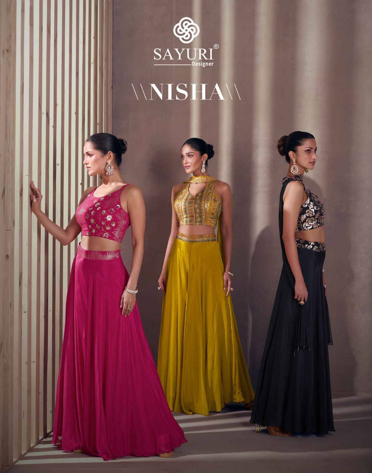 Nisha By Sayuri 5483 To 5487 Series Designer Festive Festive Suits Collection Beautiful Stylish Fancy Colorful Party Wear & Occasional Wear Chinnon Silk Dresses At Wholesale Price