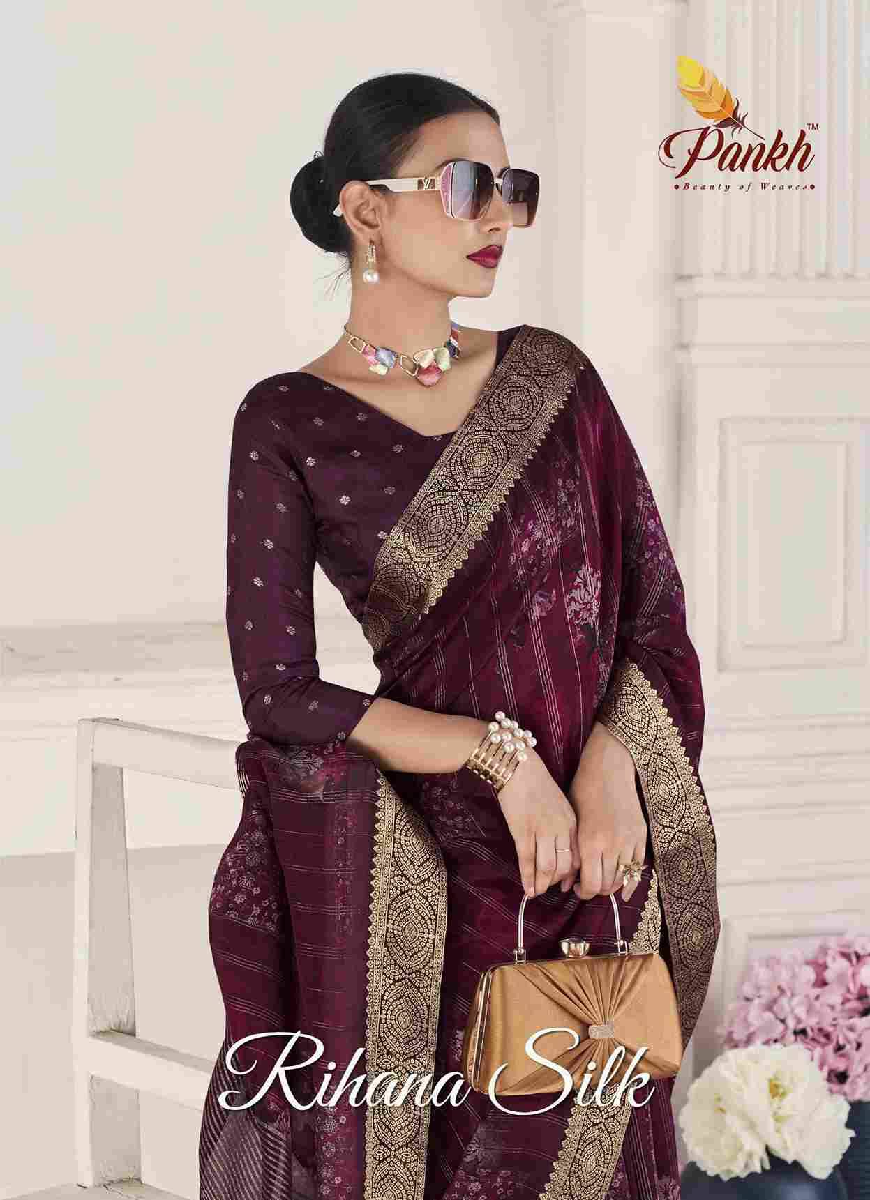 Rihana Silk By Pankh Creation 8201 To 8208 Series Indian Traditional Wear Collection Beautiful Stylish Fancy Colorful Party Wear & Occasional Wear Viscose Silk Sarees At Wholesale Price