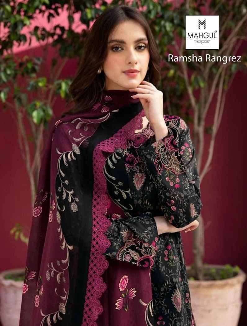 Ramsha Rangrez By Mahgul 1001-A To 1001-B Series Designer Pakistani Suits Beautiful Fancy Stylish Colorful Party Wear & Occasional Wear Pure Cotton With Embroidery Dresses At Wholesale Price