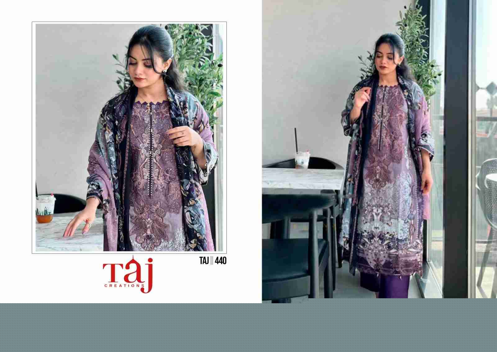 Taj Hit Design 440 By Taj Creation Beautiful Pakistani Suits Colorful Stylish Fancy Casual Wear & Ethnic Wear Pure Cotton Print With Embroidered Dresses At Wholesale Price