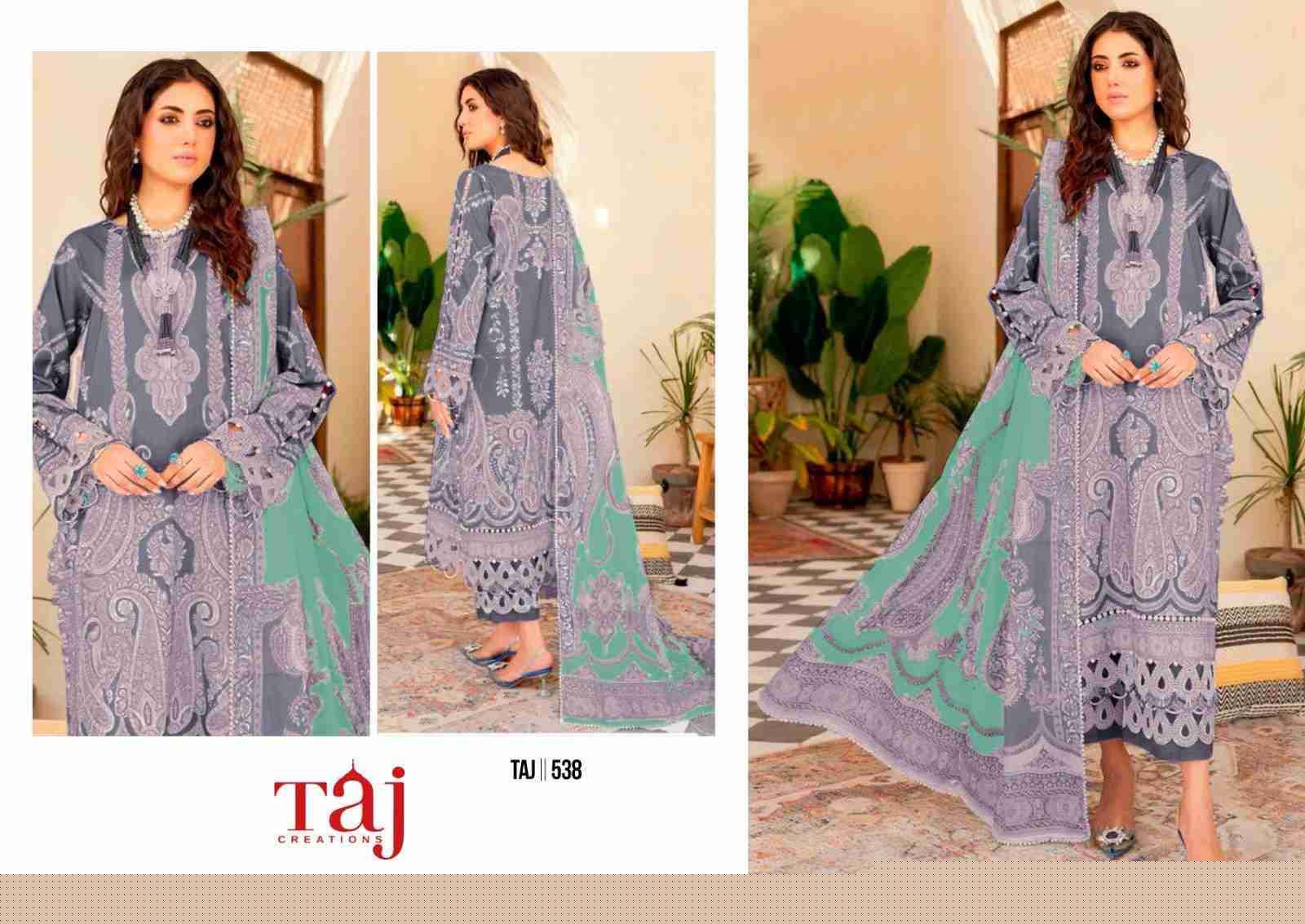 Taj 537 Series By Taj Creation 537 To 538 Series Beautiful Pakistani Suits Colorful Stylish Fancy Casual Wear & Ethnic Wear Pure Cotton Print With Embroidered Dresses At Wholesale Price