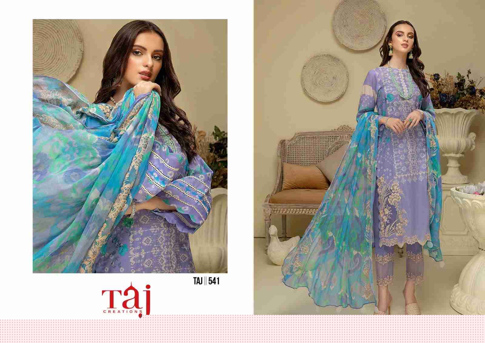 Taj Hit Design 541 By Taj Creation Beautiful Pakistani Suits Colorful Stylish Fancy Casual Wear & Ethnic Wear Pure Cotton Print With Embroidered Dresses At Wholesale Price