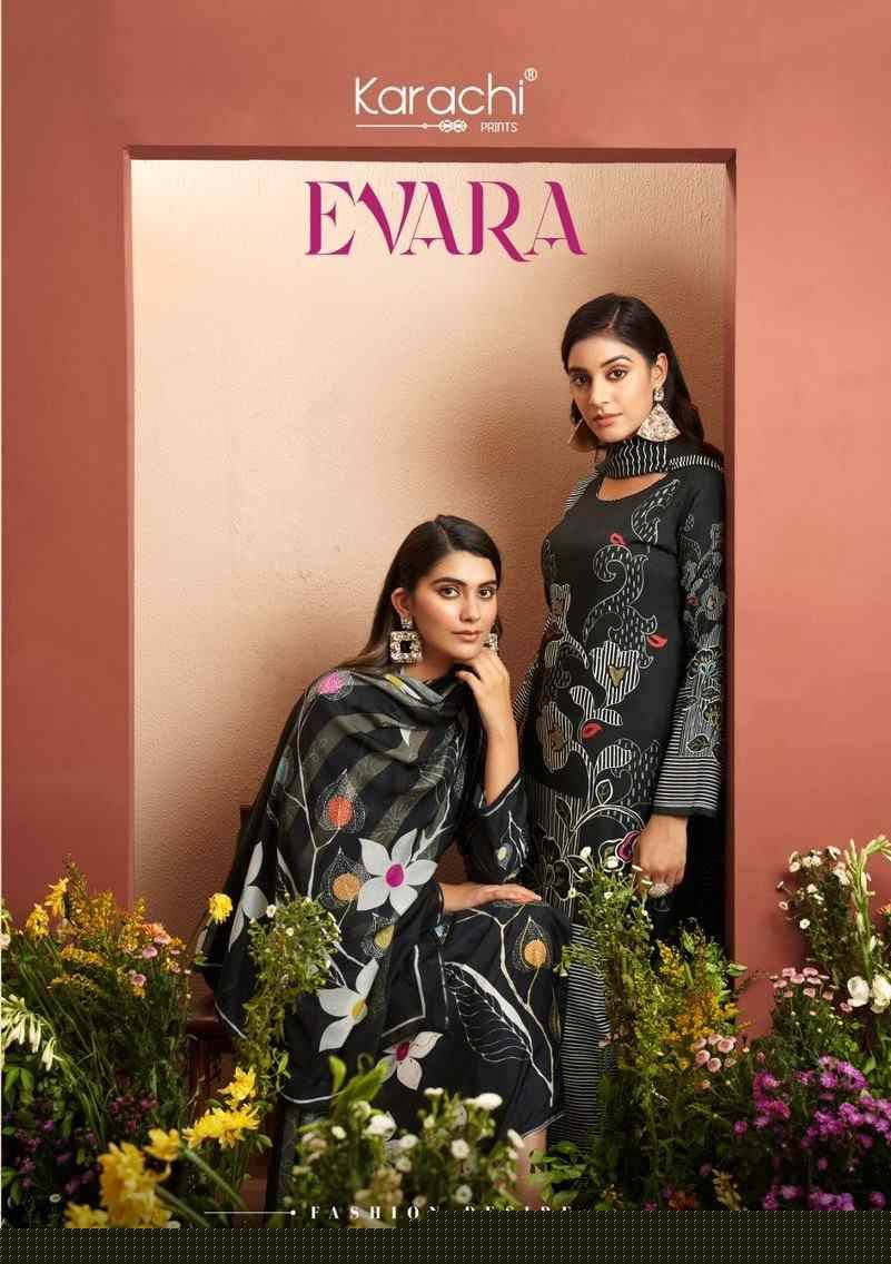 Evara By Karachi Prints 5401 To 5404 Series Beautiful Festive Suits Colorful Stylish Fancy Casual Wear & Ethnic Wear Pure Viscose Muslin Print With Work Dresses At Wholesale Price