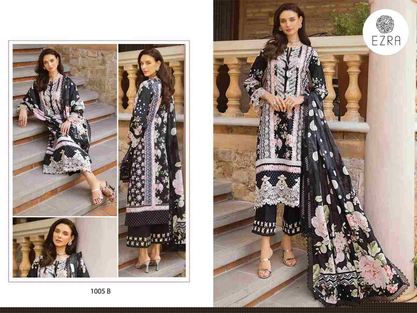 Ezra 1005 Colours By Ezra 1005-A To 1005-B Series Pakistani Suits Beautiful Fancy Colorful Stylish Party Wear & Occasional Wear Pure Cotton Embroidery Dresses At Wholesale Price