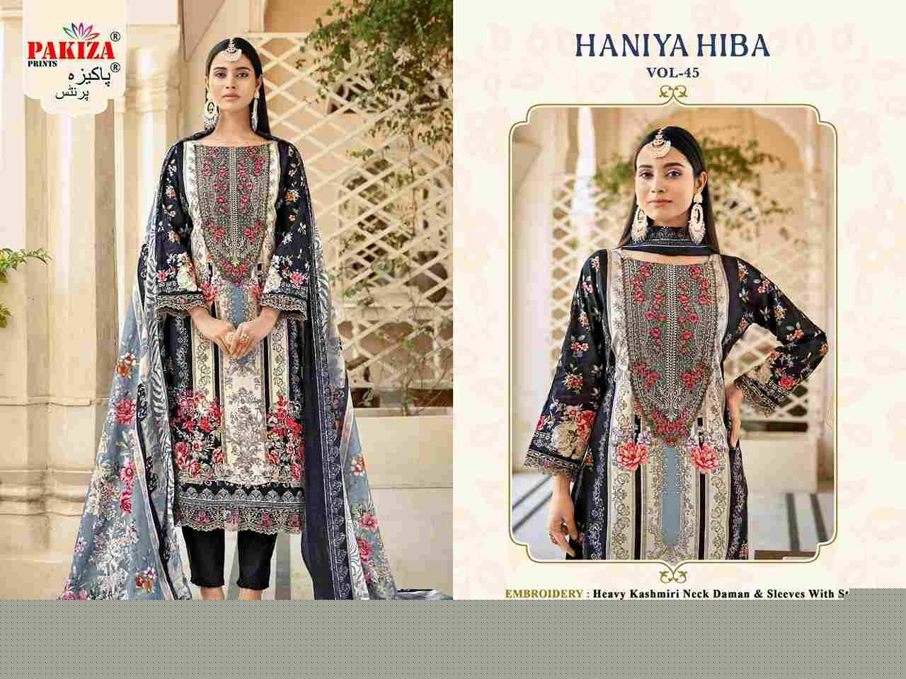 Haniya Hiba Vol-45 By Pakiza Prints 4501 To 4510 Series Beautiful Festive Suits Stylish Fancy Colorful Party Wear & Occasional Wear Lawn Cotton Dresses At Wholesale Price