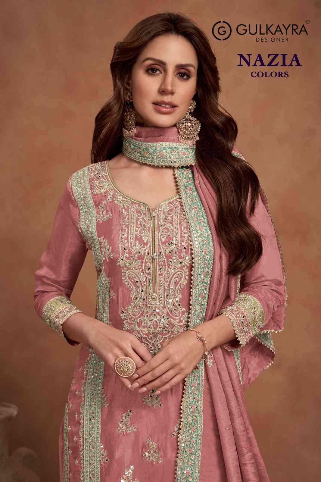 Nazia Colors By Gulkayra Designer 7453-D To 7453-F Series Beautiful Sharara Suits Colorful Stylish Fancy Casual Wear & Ethnic Wear Silk Embroidery Dresses At Wholesale Price
