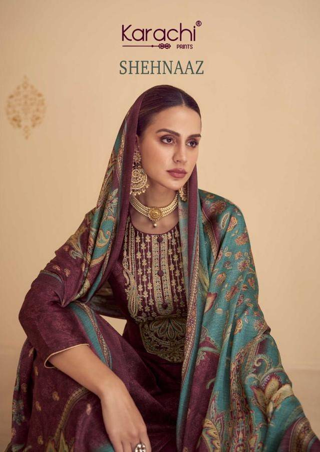Shehnaaz By Karachi Prints 59001 To 59004 Series Beautiful Festive Suits Colorful Stylish Fancy Casual Wear & Ethnic Wear Pure Russian Silk Print With Work Dresses At Wholesale Price