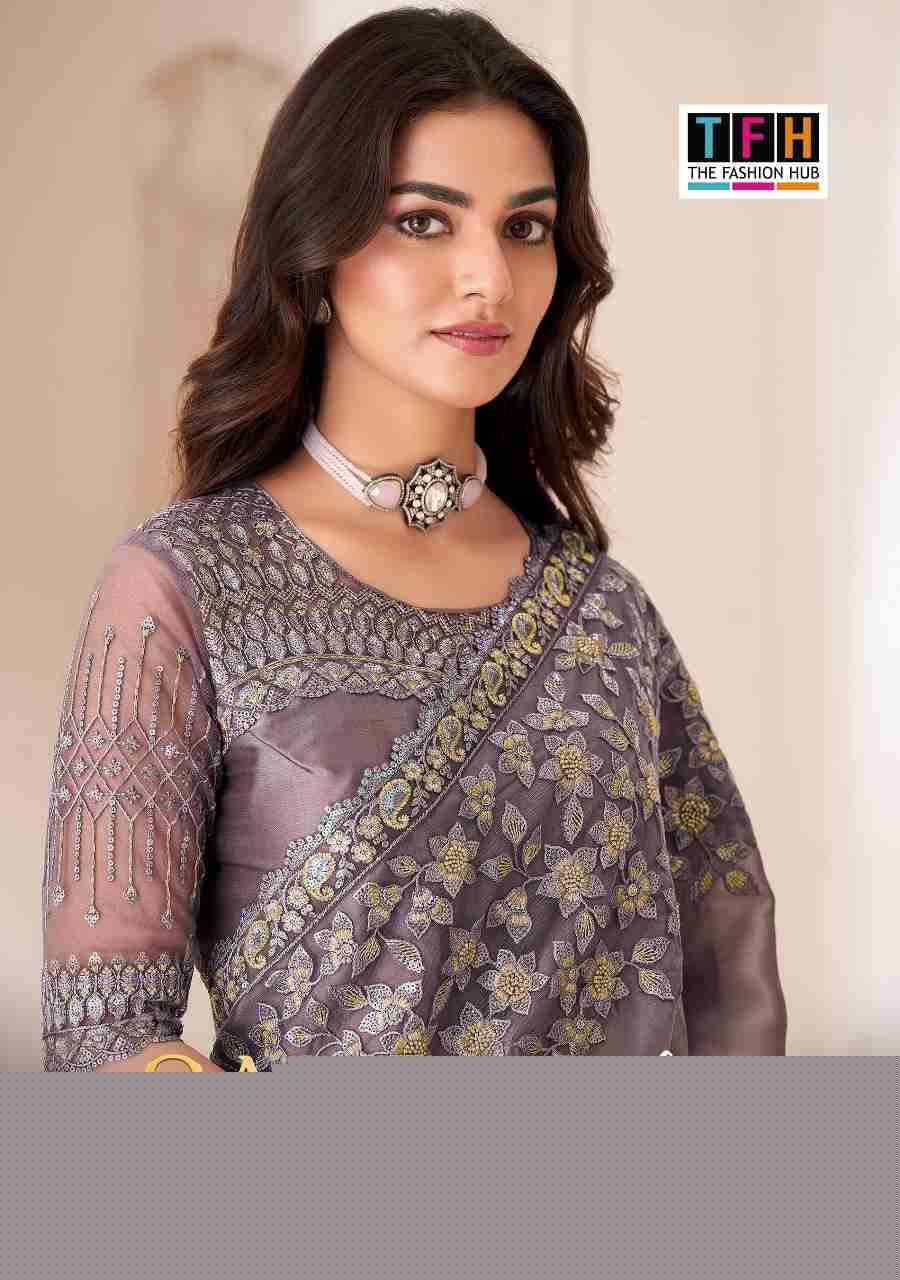 Sandalwood 1307 Colours By TFH 1307-A To 1307-F Series Indian Traditional Wear Collection Beautiful Stylish Fancy Colorful Party Wear & Occasional Wear Satin Georgette Sarees At Wholesale Price
