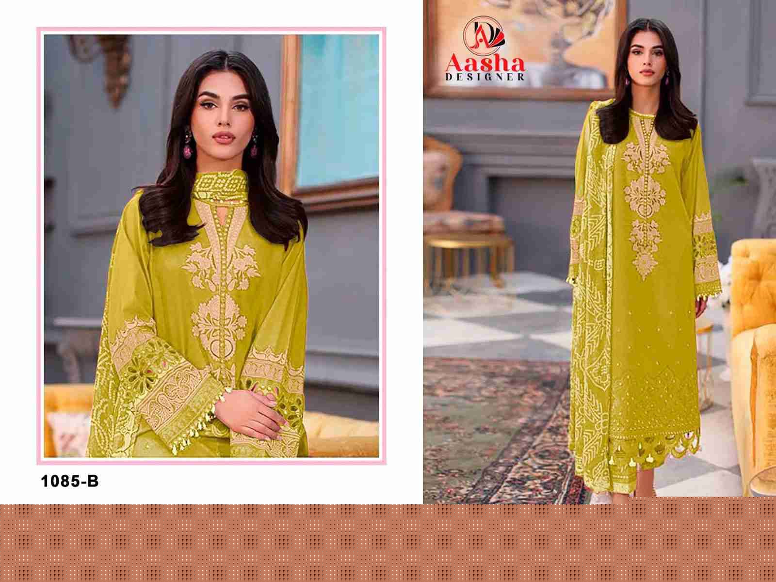 Aasha 1085 Colours By Aasha Designer 1085-A To 1085-B Series Pakistani Suits Beautiful Fancy Colorful Stylish Party Wear & Occasional Wear Pure Cotton Embroidery Dresses At Wholesale Price
