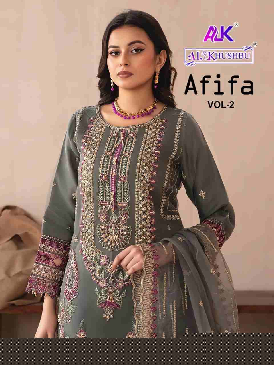 Afifa Vol-2 By Al Khushbu 6015 To 6017 Series Beautiful Pakistani Suits Colorful Stylish Fancy Casual Wear & Ethnic Wear Faux Georgette Dresses At Wholesale Price