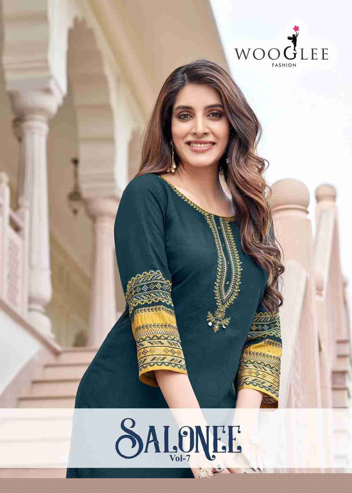 Salonee Vol-7 By Wooglee 3031 To 3036 Series Designer Stylish Fancy Colorful Beautiful Party Wear & Ethnic Wear Collection Rayon With Work Kurtis At Wholesale Price