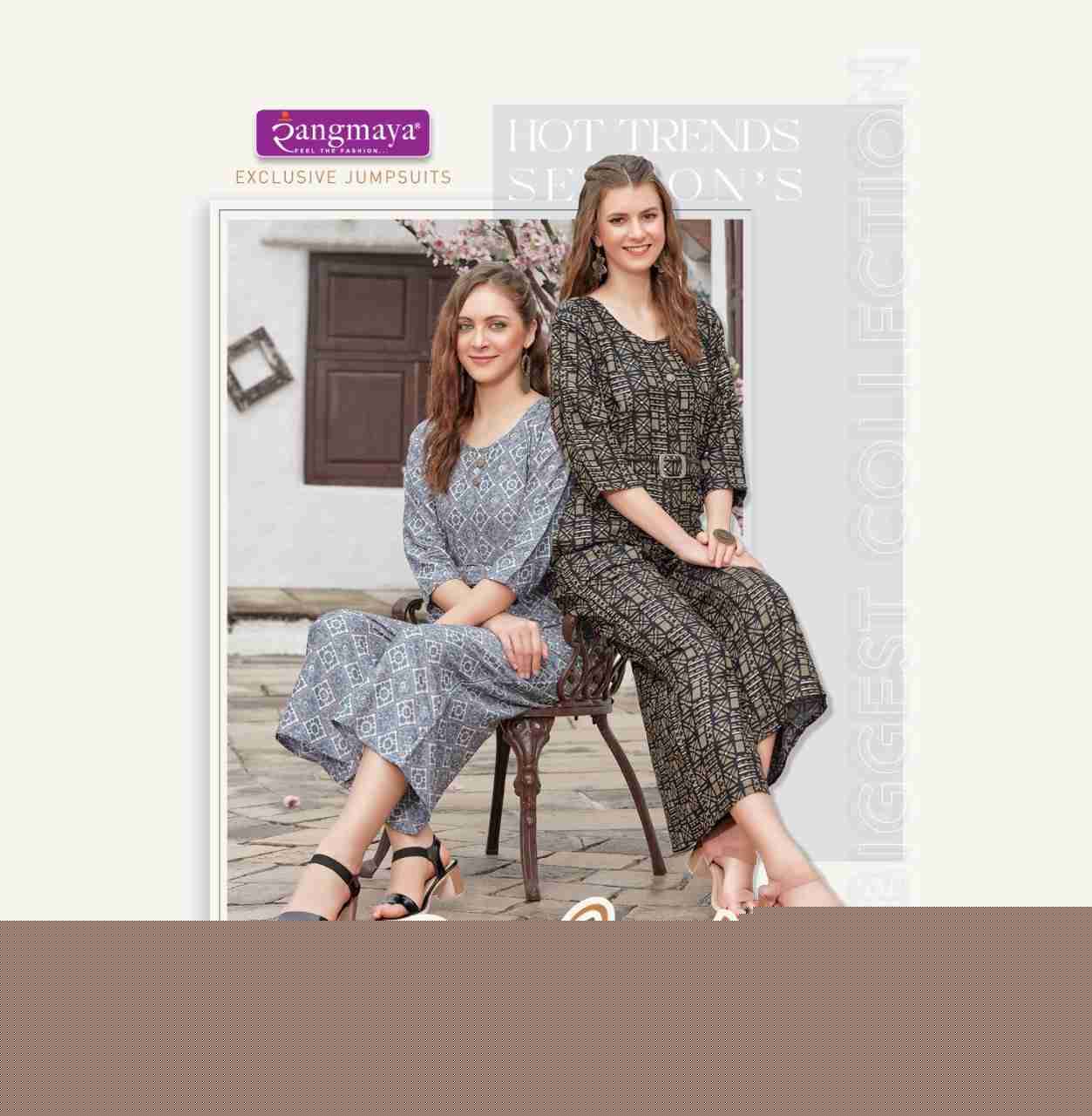 Joy Suit By Rangmaya 101 To 108 Series Designer Stylish Fancy Colorful Beautiful Party Wear & Ethnic Wear Collection Rayon Foil Jump Suit At Wholesale Price