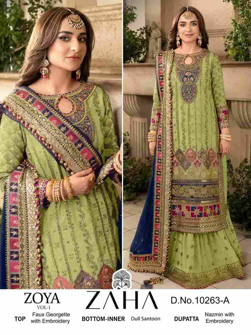 Zaha Hit Design 10263-A By Zaha Beautiful Pakistani Suits Stylish Fancy Colorful Party Wear & Occasional Wear Faux Georgette With Embroidery Dresses At Wholesale Price