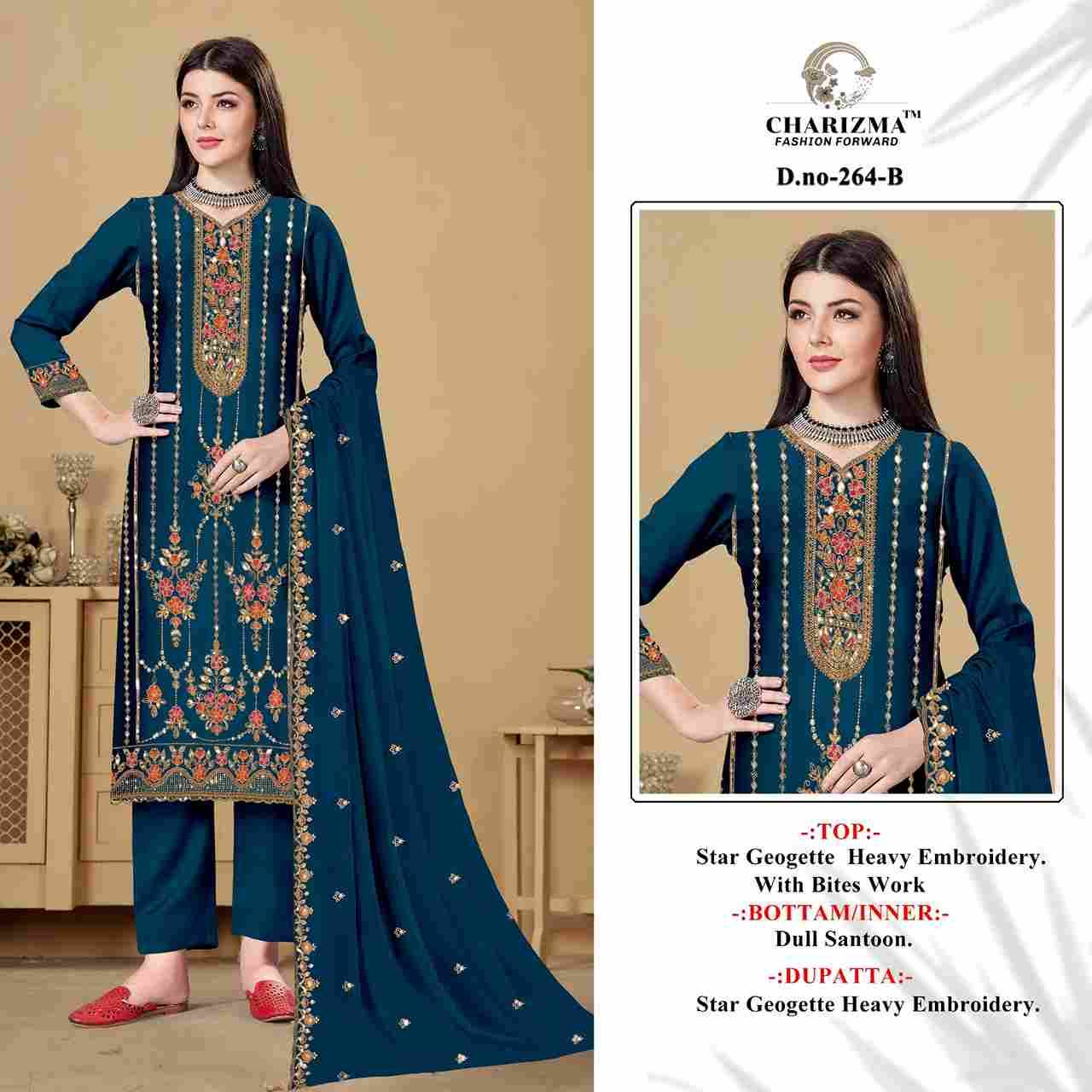 Charizma 264 Colours By Charizma Fashion 264-A To 264-D Series Beautiful Pakistani Suits Colorful Stylish Fancy Casual Wear & Ethnic Wear Soft Georgette Embroidered Dresses At Wholesale Price