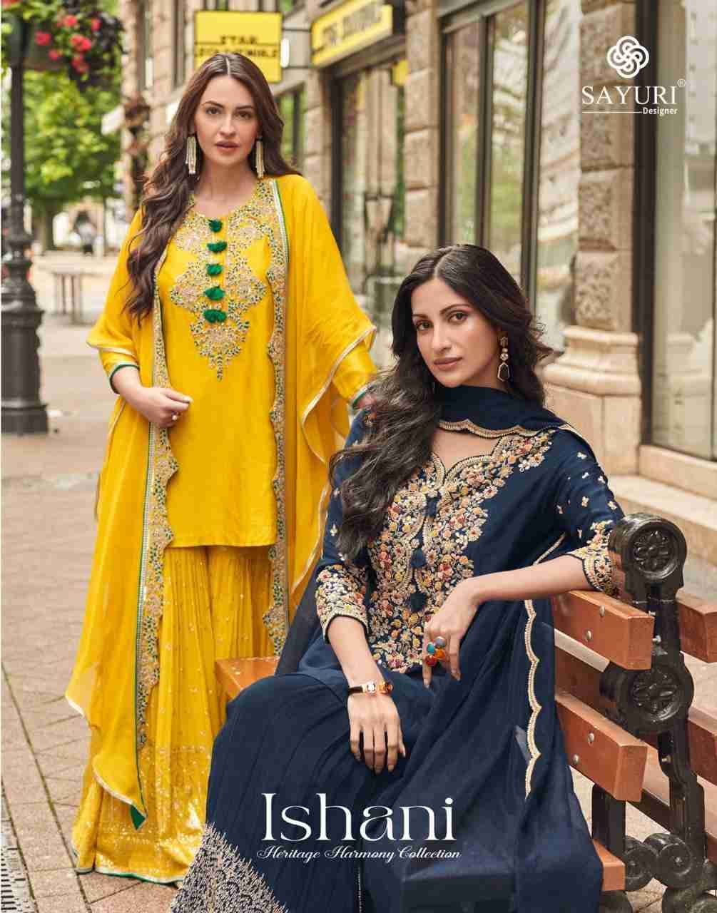 Ishani By Sayuri 5595 To 5597 Series Beautiful Sharara Suits Colorful Stylish Fancy Casual Wear & Ethnic Wear Premium Silk Dresses At Wholesale Price