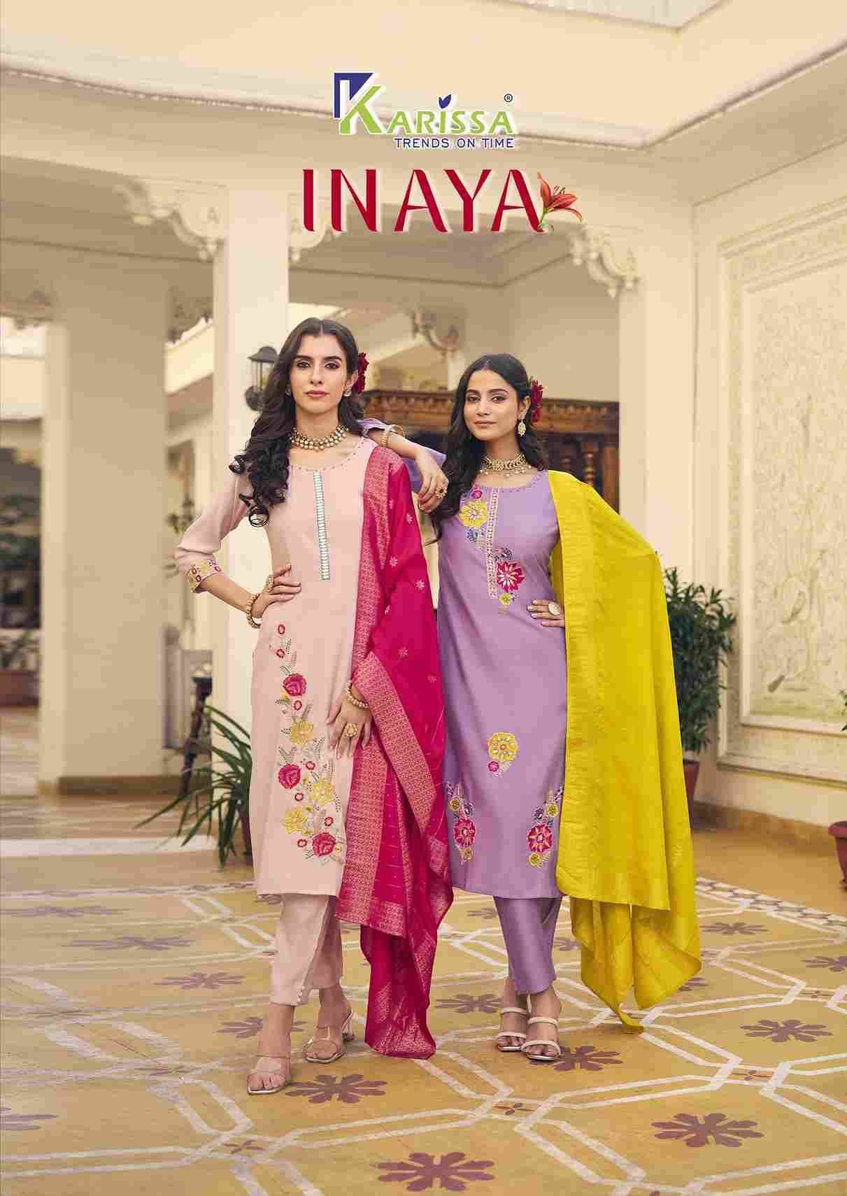 Inaya By Karissa 1001 To 1004 Series Beautiful Festive Suits Colorful Stylish Fancy Casual Wear & Ethnic Wear Viscose With Work Dresses At Wholesale Price