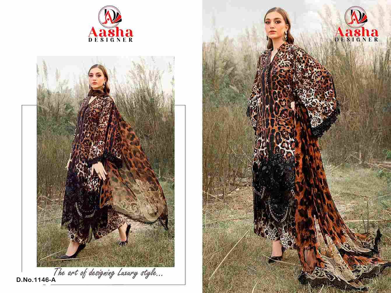 Aasha 1146 Colours By Aasha Designer 1146-A To 1146-C Series Pakistani Suits Beautiful Fancy Colorful Stylish Party Wear & Occasional Wear Pure Cotton Print Dresses At Wholesale Price