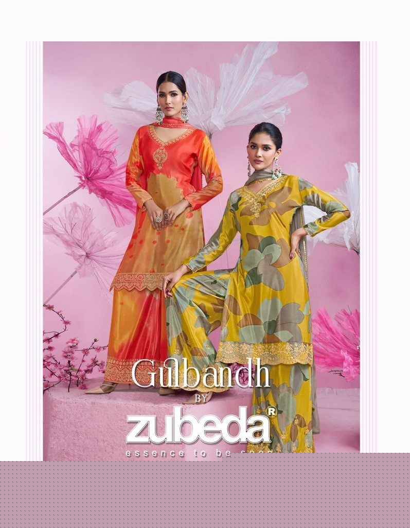 Gulbandh By Zubeda 718 To 721 Series Sharara Suits Beautiful Fancy Colorful Stylish Party Wear & Occasional Wear Chinnon Silk Dresses At Wholesale Price