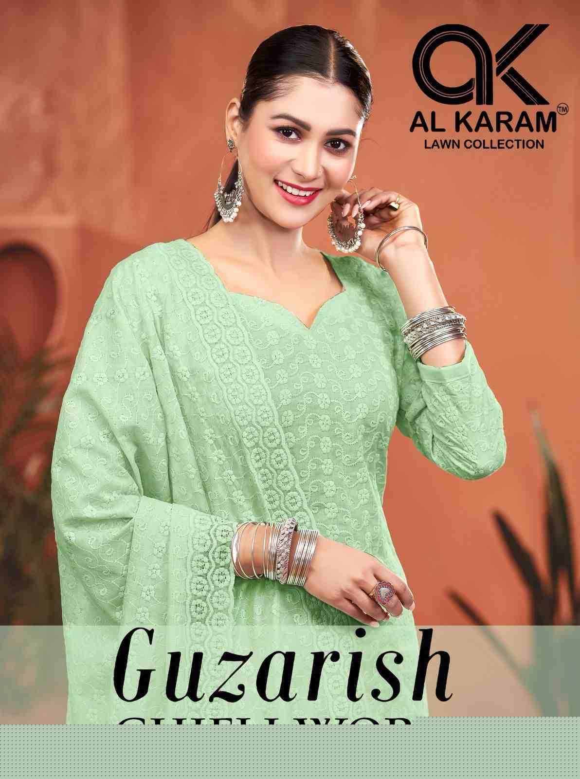 Guzarish By Al Karam Lawn Collection 1001 To 1008 Series Beautiful Pakistani Suits Stylish Fancy Colorful Casual Wear & Ethnic Wear Pure Cotton Print Dresses At Wholesale Price