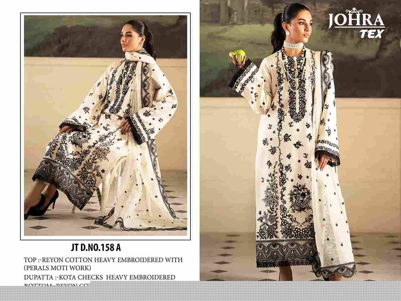 Johra Hit Design 158-A By Johra Tex Beautiful Pakistani Suits Colorful Stylish Fancy Casual Wear & Ethnic Wear Rayon Cotton Embroidered Dresses At Wholesale Price