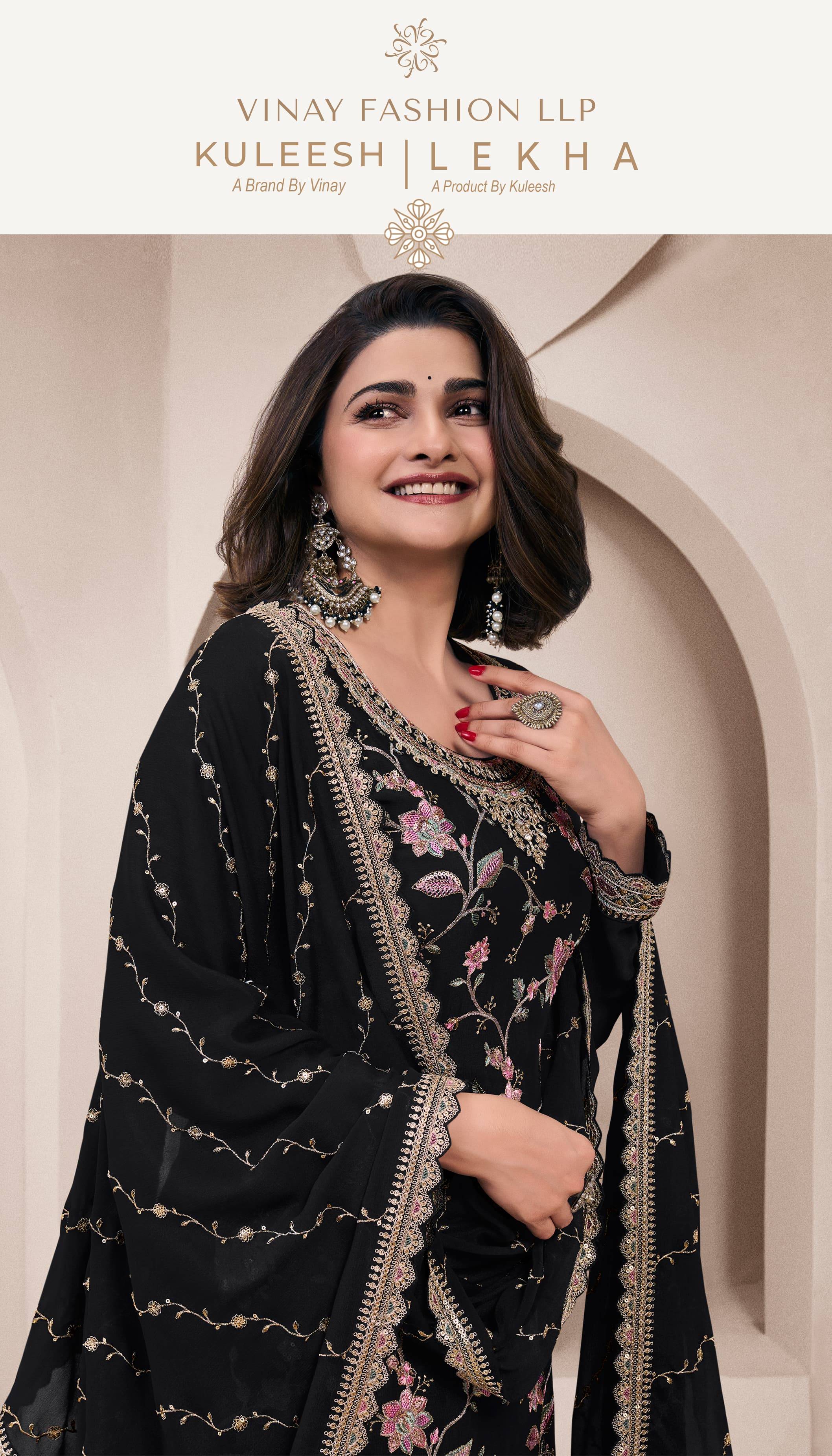 Lekha By Vinay Fashion 73411 To 73414 Series Designer Festive Suits Collection Beautiful Stylish Fancy Colorful Party Wear & Occasional Wear Embroidered Chinnon Dresses At Wholesale Price