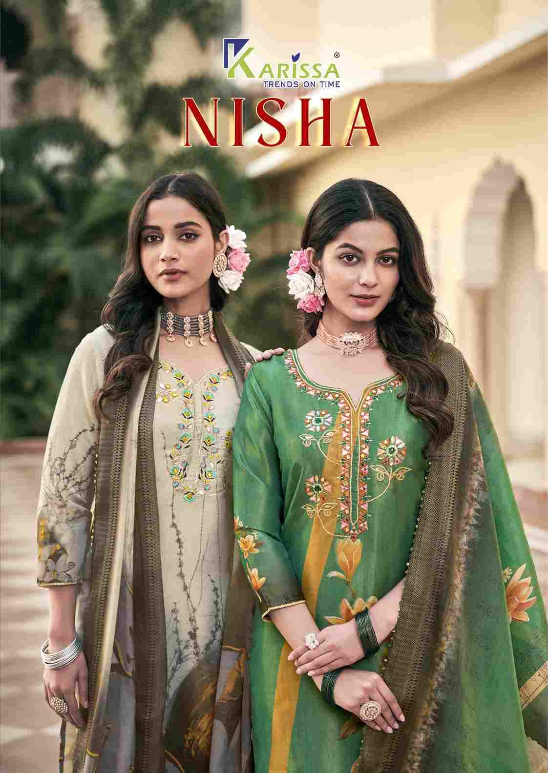 Nisha By Karissa 1001 To 1004 Series Beautiful Festive Suits Colorful Stylish Fancy Casual Wear & Ethnic Wear Viscose With Work Dresses At Wholesale Price