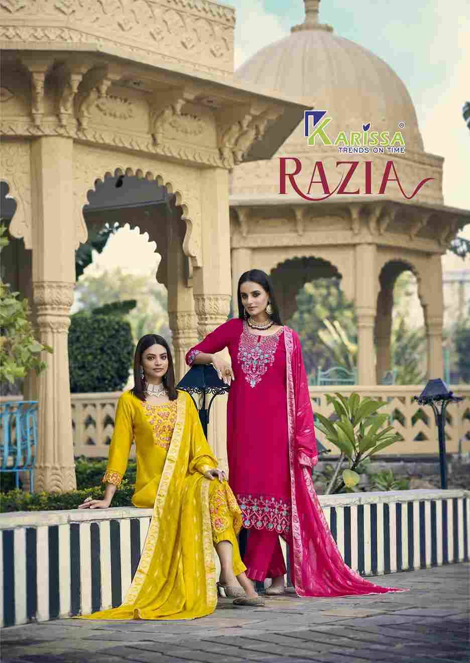 Razia By Karissa 1001 To 1004 Series Beautiful Festive Suits Colorful Stylish Fancy Casual Wear & Ethnic Wear Viscose With Work Dresses At Wholesale Price