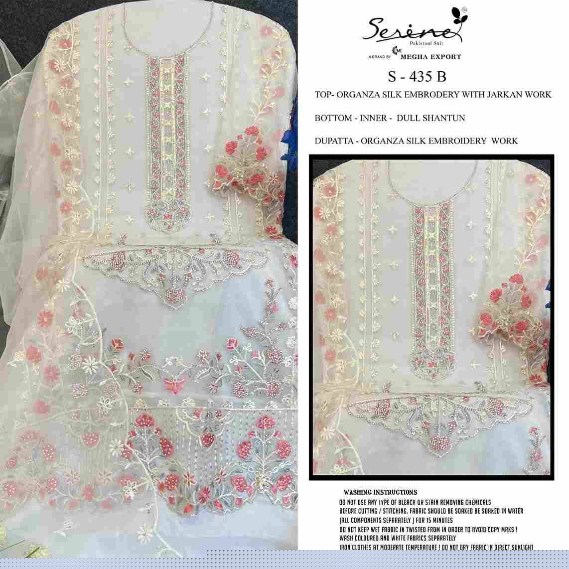 Serene Hit Design S-435 Colours By Serene S-435-A To S-435-D Series Designer Pakistani Suits Beautiful Fancy Colorful Stylish Party Wear & Occasional Wear Organza Silk Embroidered Dresses At Wholesale Price