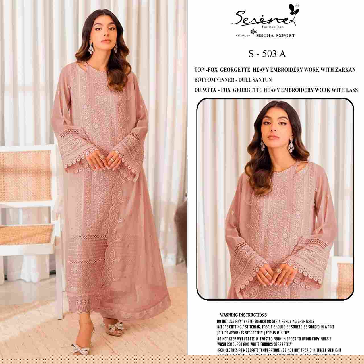 Serene Hit Design S-503 Colours By Serene S-503-A To S-503-D Series Designer Pakistani Suits Beautiful Fancy Colorful Stylish Party Wear & Occasional Wear Faux Georgette Embroidered Dresses At Wholesale Price