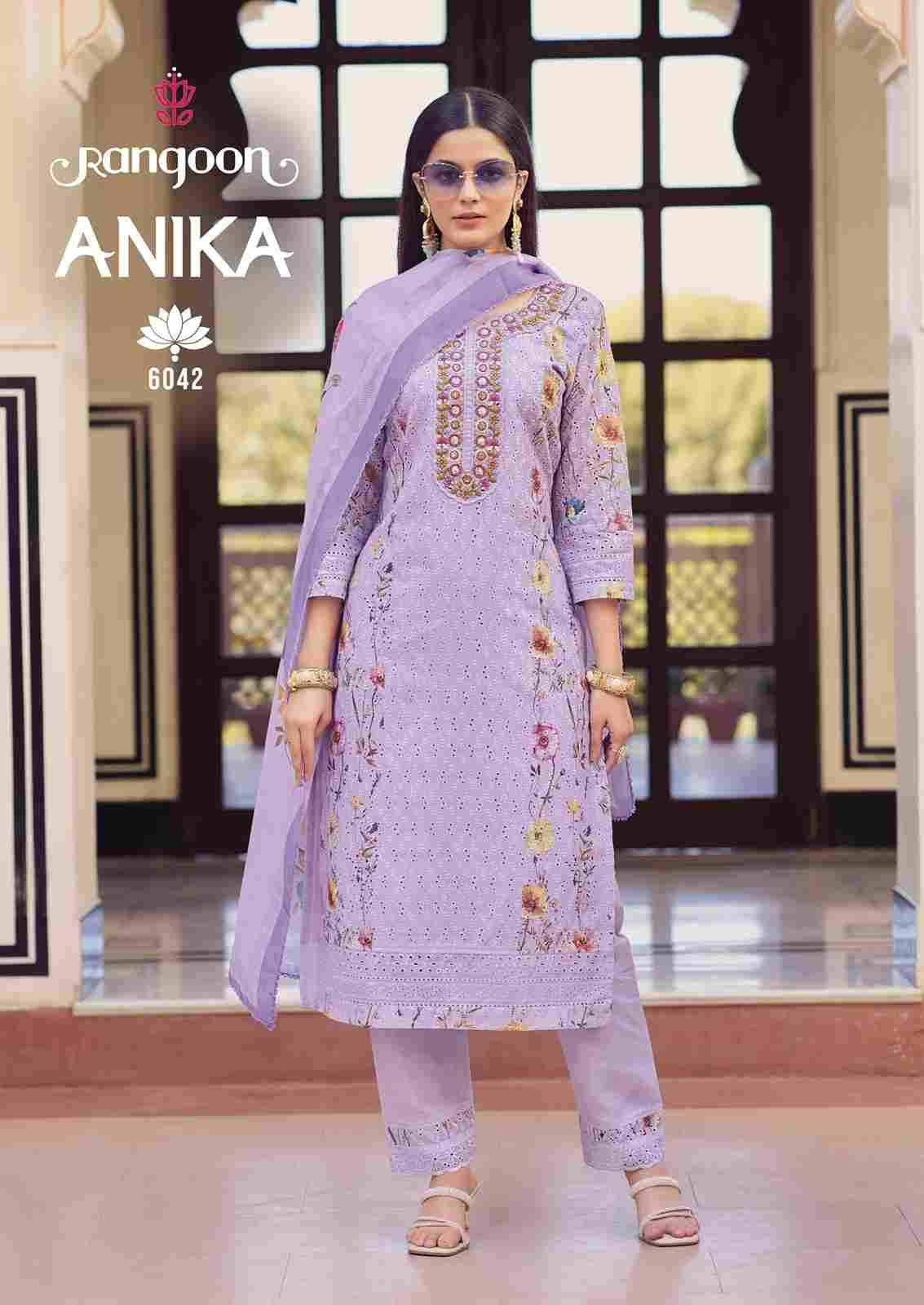 Anika By Rangoon 6041 To 6044 Series Designer Festive Suits Collection Beautiful Stylish Fancy Colorful Party Wear & Occasional Wear Pure Cotton Dresses At Wholesale Price