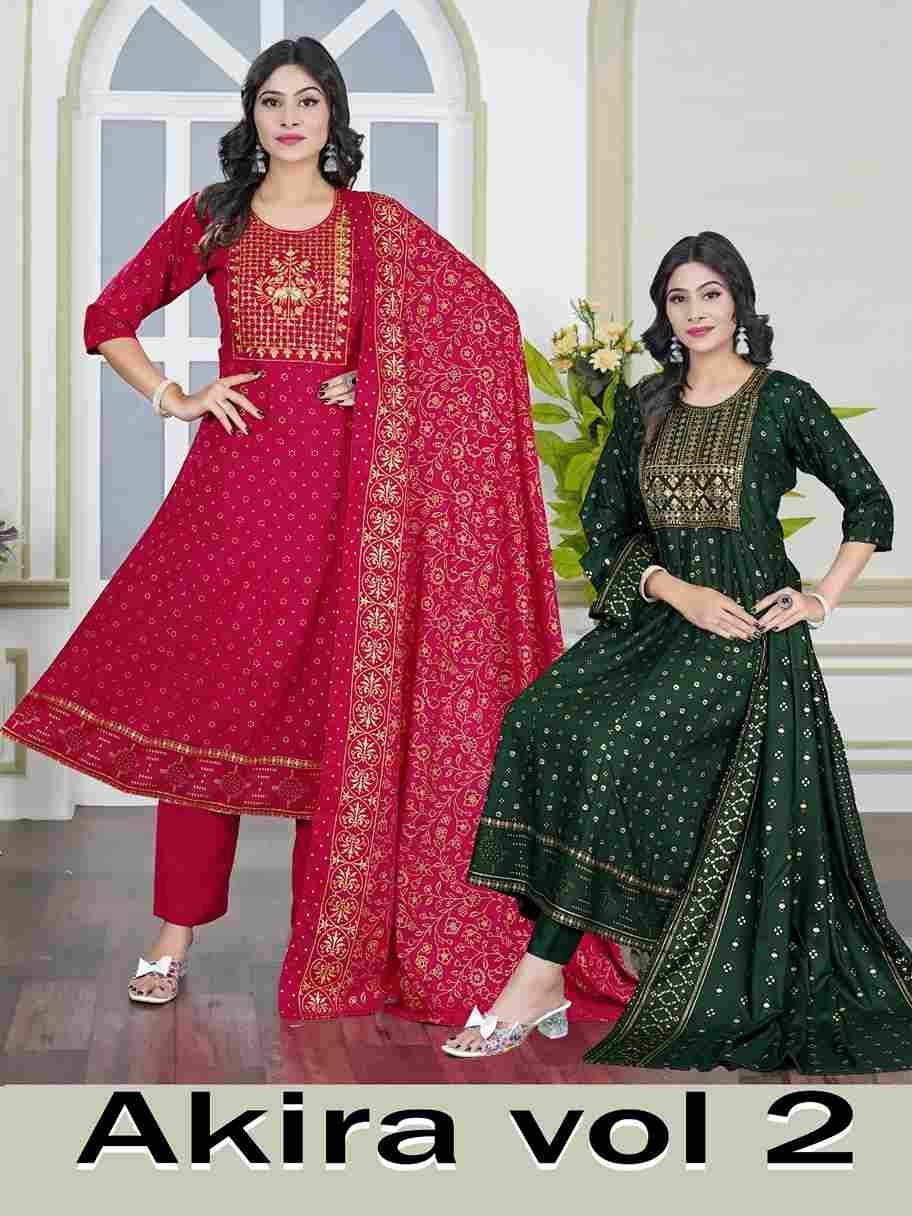 Akira Vol-2 By Padmavati Textiles 1001 To 1008 Series Beautiful Festive Suits Colorful Stylish Fancy Casual Wear & Ethnic Wear Rayon Foil Dresses At Wholesale Price