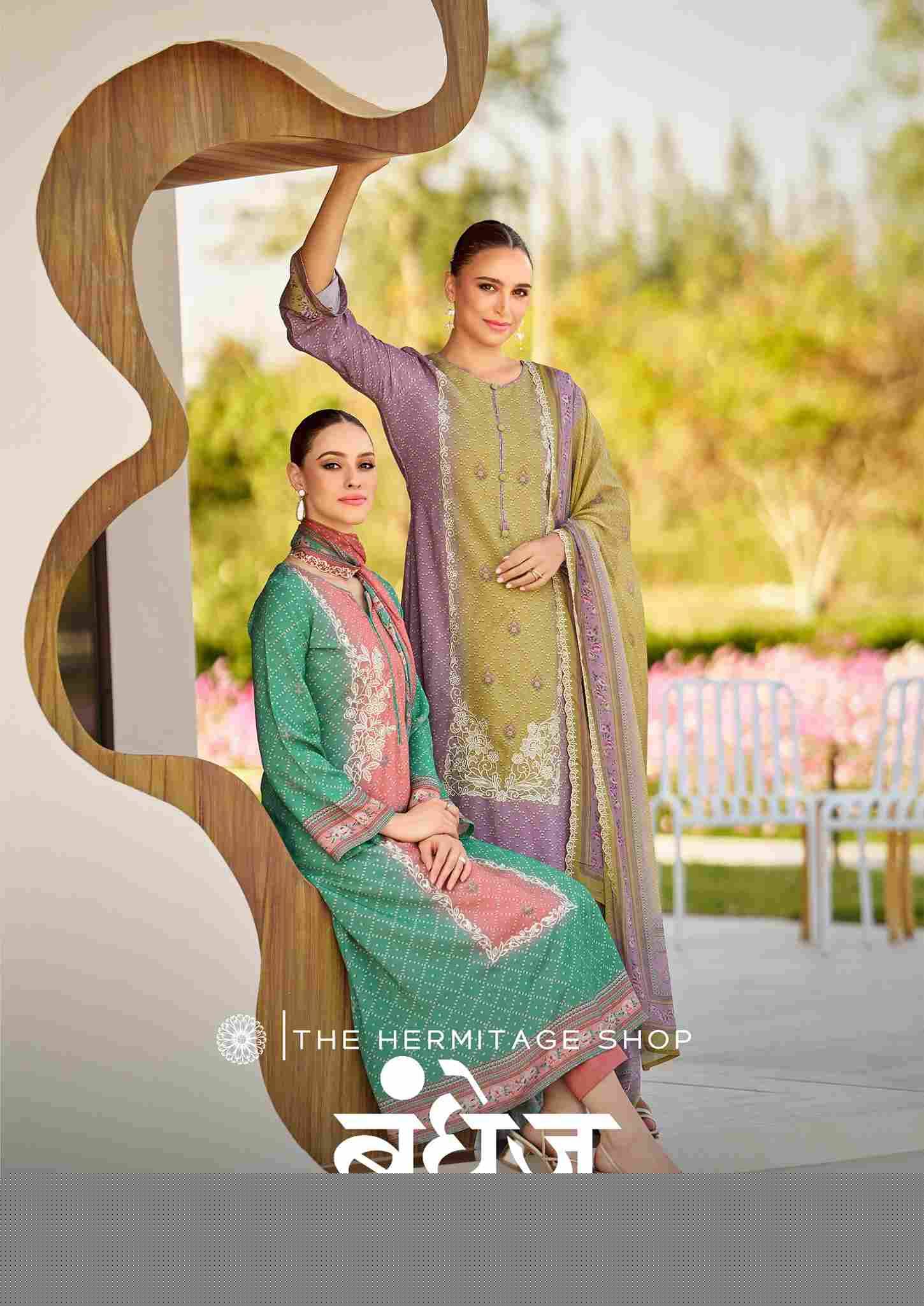 Bandhej By The Hermitage Shop 201 To 208 Series Beautiful Festive Suits Colorful Stylish Fancy Casual Wear & Ethnic Wear Pure Jam Satin Dresses At Wholesale Price