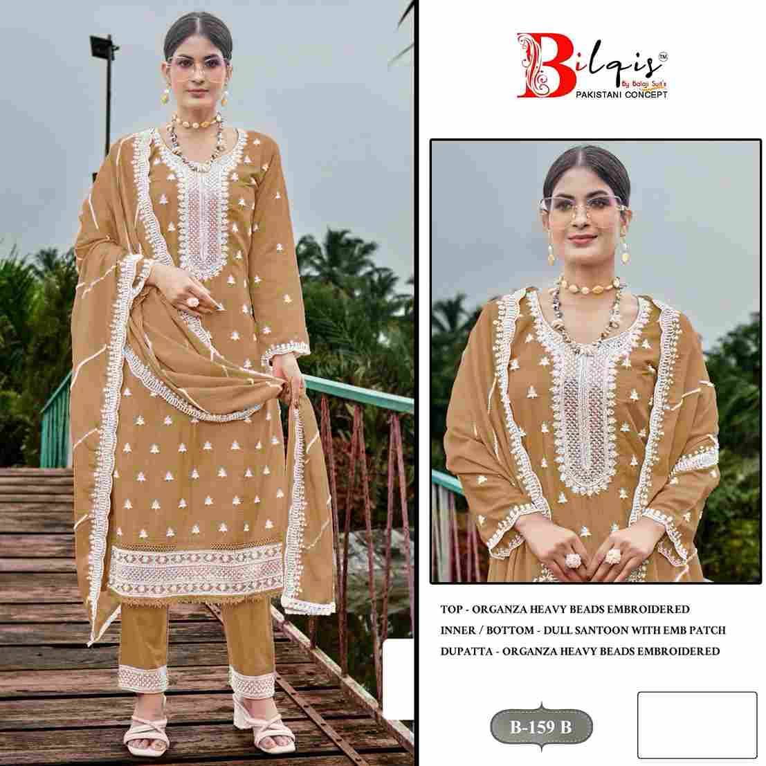 Bilqis 159 Colours By Bilqis 159-A To 159-D Series Beautiful Pakistani Suits Stylish Fancy Colorful Party Wear & Occasional Wear Organza Embroidery Dresses At Wholesale Price