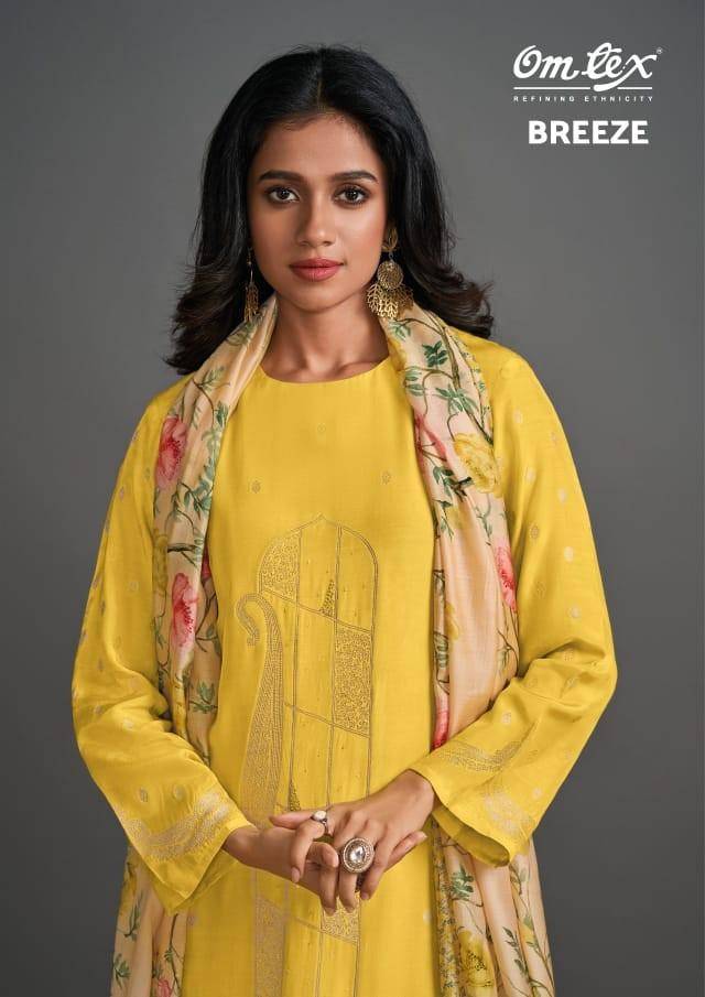 Breeze By Om Tex 7291-A To 7291-D Series Beautiful Suits Stylish Fancy Colorful Party Wear & Ethnic Wear Muslin Jacquard Dresses At Wholesale Price