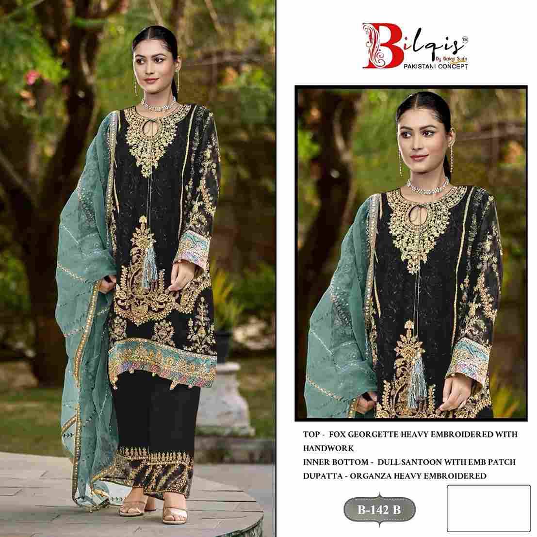 Bilqis 142 Colours By Bilqis 142-A To 142-B Series Beautiful Pakistani Suits Stylish Fancy Colorful Party Wear & Occasional Wear Faux Georgette Embroidery Dresses At Wholesale Price