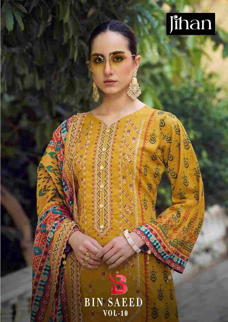 Bin Saeed Vol-10 By Jihan Designer Pakistani Suits Beautiful Fancy Stylish Colorful Party Wear & Occasional Wear Pure Lawn Dresses At Wholesale Price