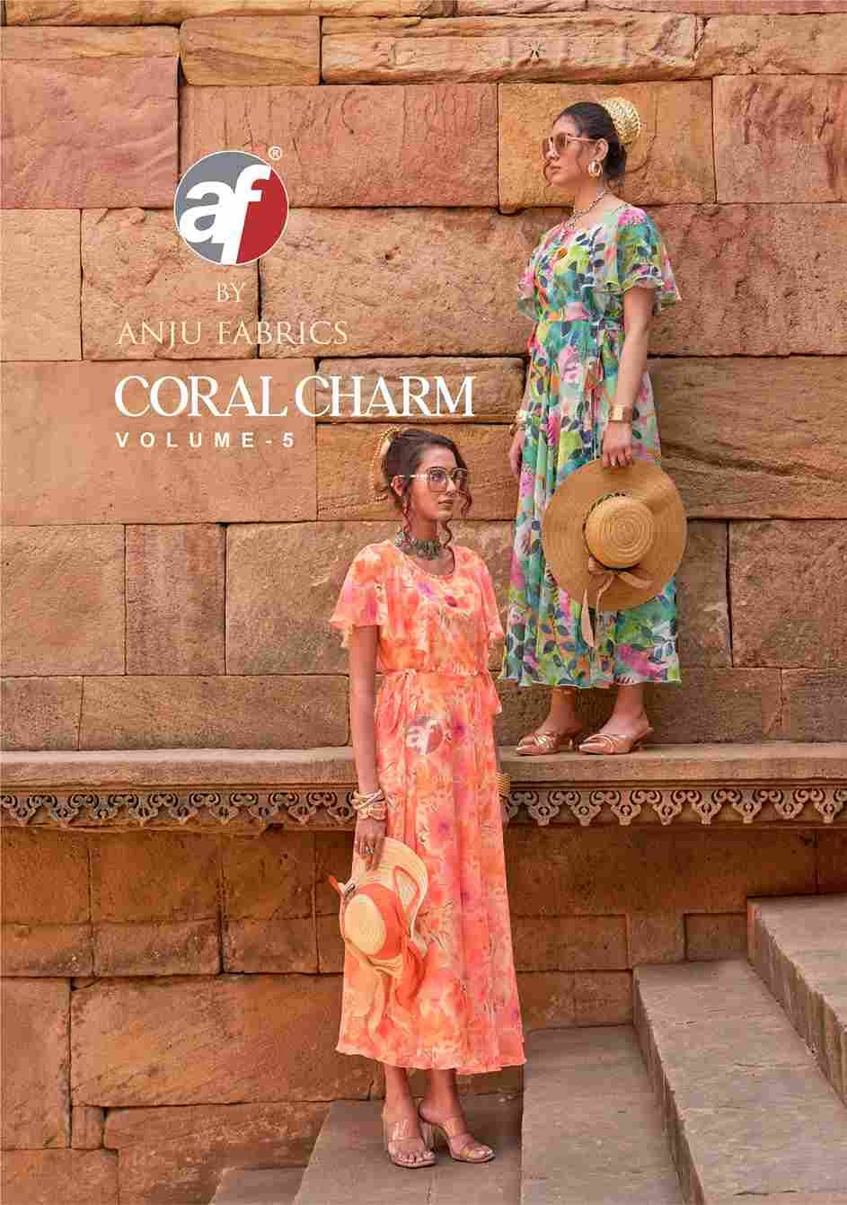 Coral Charm Vol-5 By Anju Fabrics 4231 To 4236 Series Beautiful Stylish Fancy Colorful Casual Wear & Ethnic Wear Viscose Chiffon Gowns At Wholesale Price