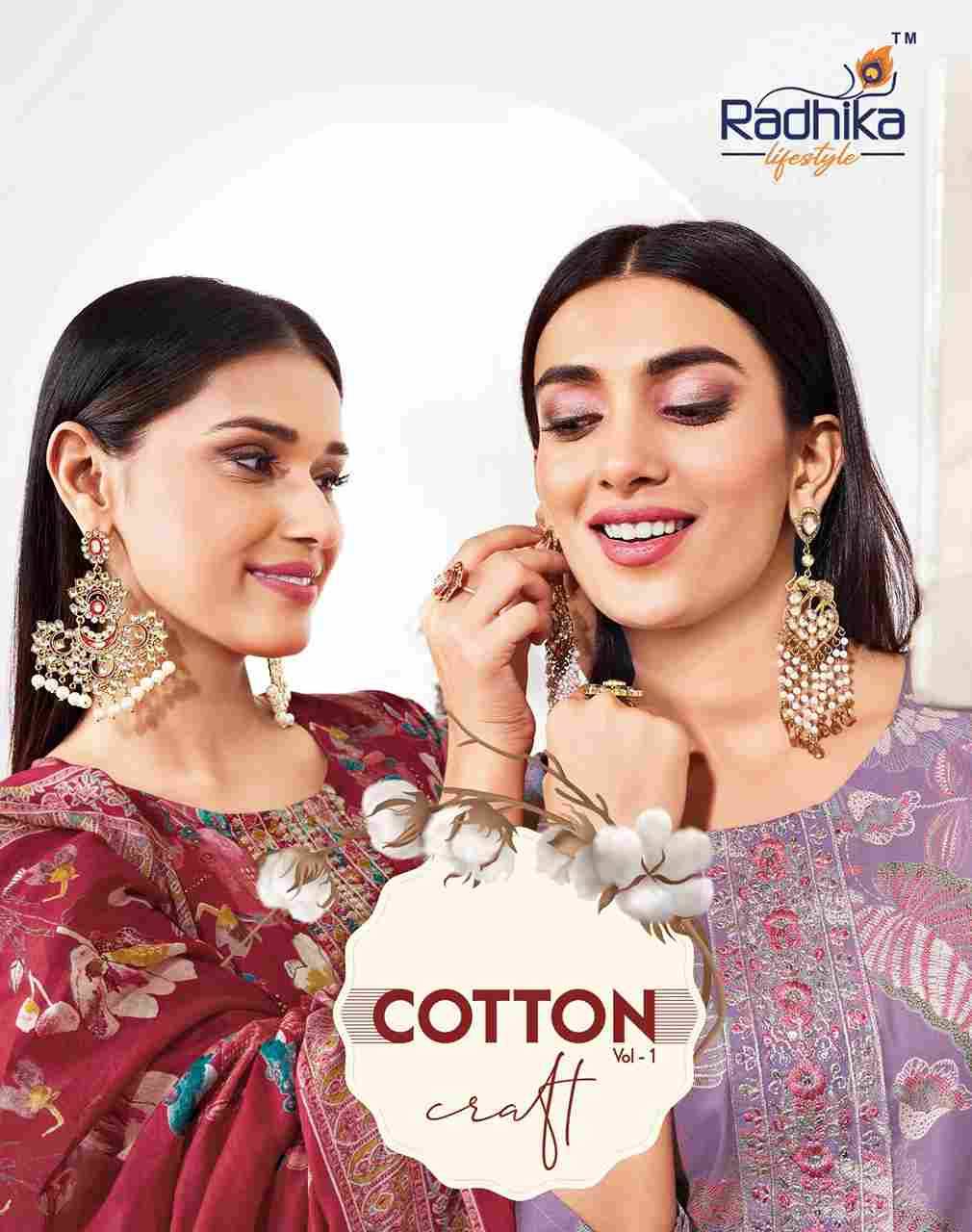 Cotton Craft Vol-1 By Radhika Lifestyle 1001 To 1008 Series Beautiful Festive Suits Colorful Stylish Fancy Casual Wear & Ethnic Wear Cotton Print Dresses At Wholesale Price