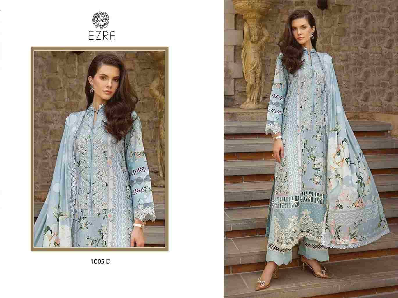 Ezra 1005 Colours Vol-2 By Ezra 1005-C To 1005-D Series Pakistani Suits Beautiful Fancy Colorful Stylish Party Wear & Occasional Wear Pure Cotton Embroidery Dresses At Wholesale Price