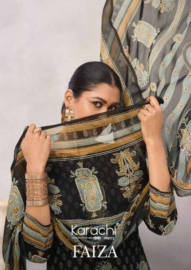 Faiza By Karachi Prints 86001 To 86004 Series Festive Suits Beautiful Fancy Colorful Stylish Party Wear & Occasional Wear Pure Cambric Dresses At Wholesale Price