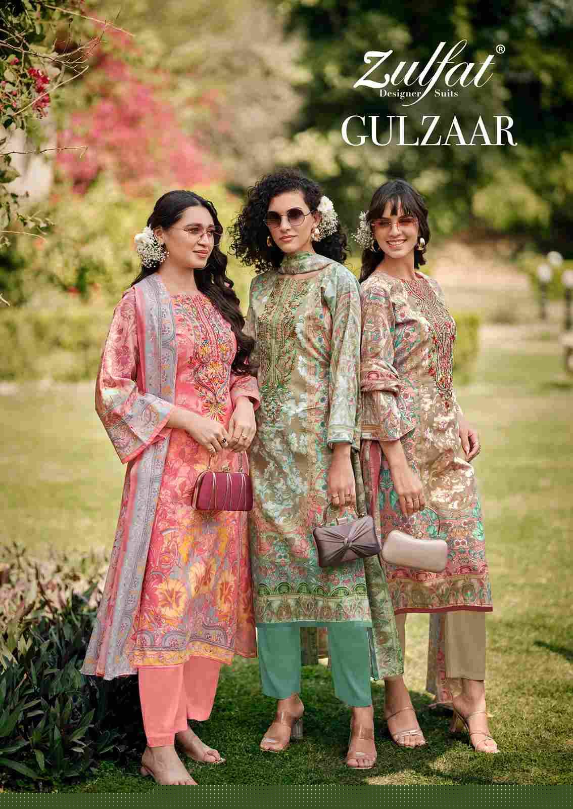 Gulzaar By Zulfat 640-001 To 640-008 Series Beautiful Festive Suits Stylish Fancy Colorful Casual Wear & Ethnic Wear Pure Cotton Embroidered Dresses At Wholesale Price